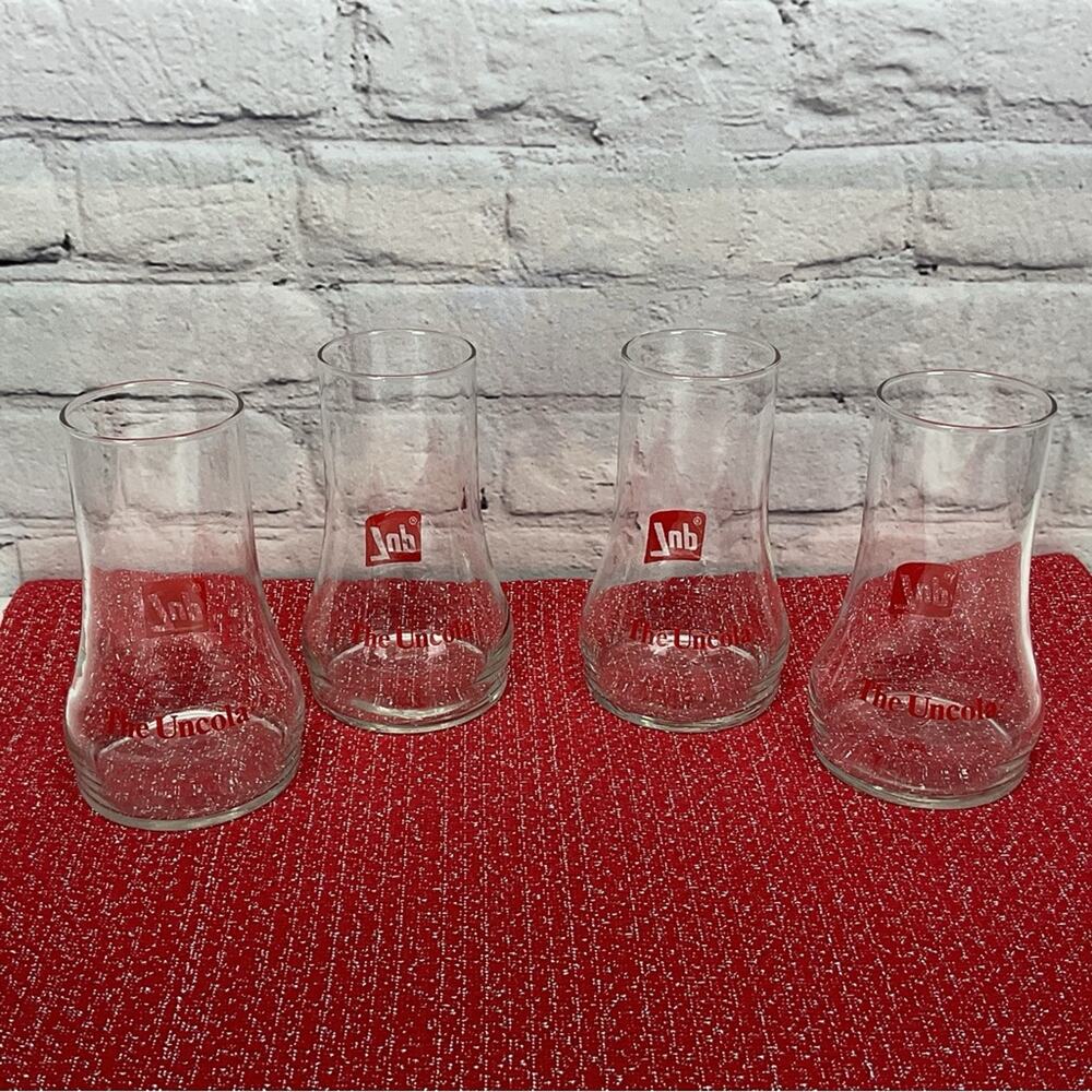 Vintage 1970s 7up The Uncola Glasses Set of 4 Clear Red Logo Collectible Party